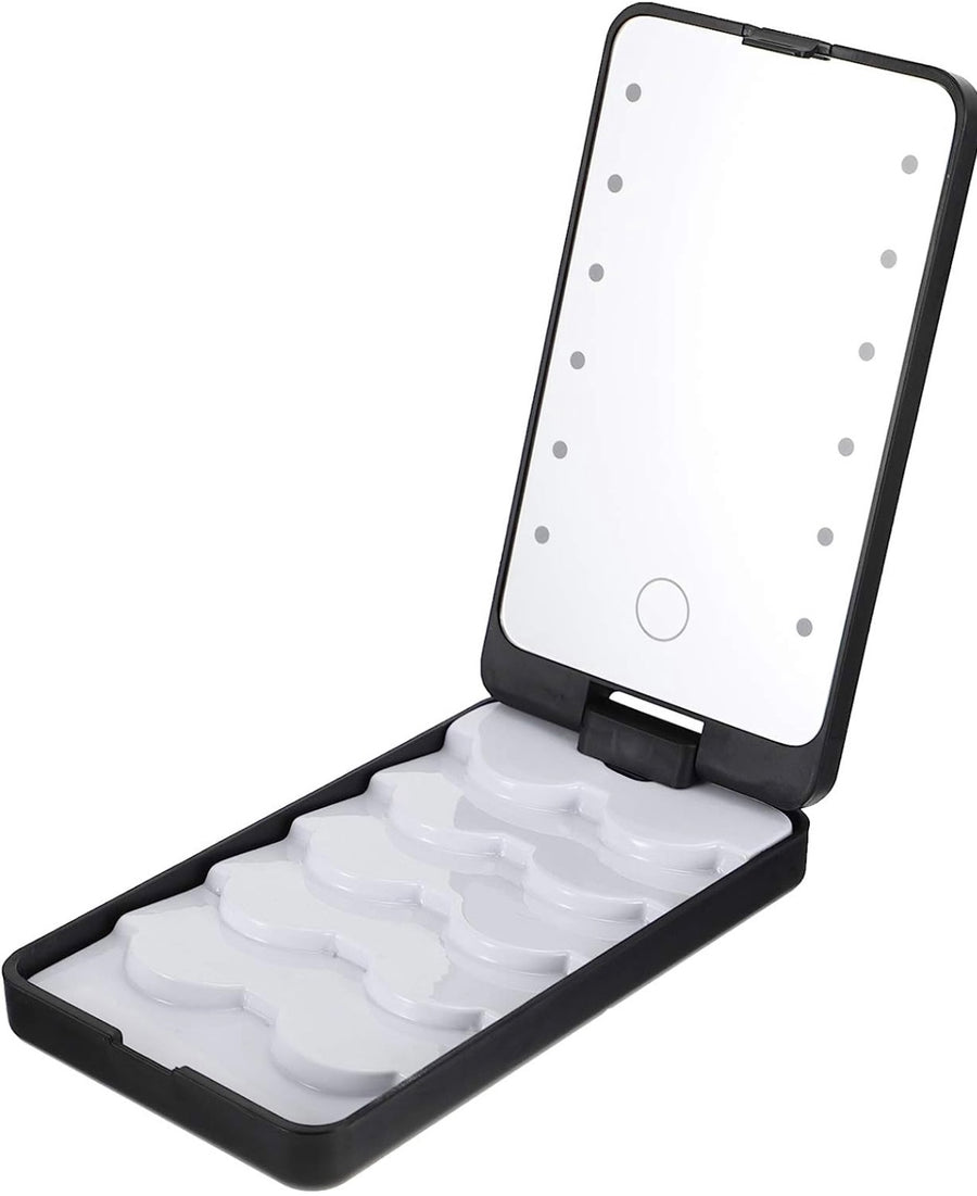 LED Portable Cosmetic Mirror & Eyelash Case